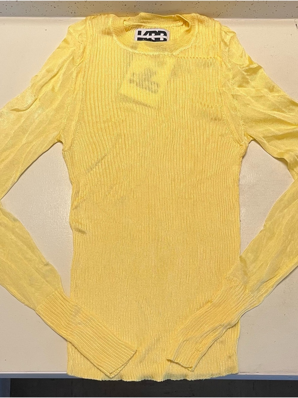 Lightweight Yellow Ribbed Long-Sleeve Top